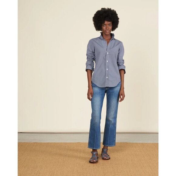 💕FRANK & EILEEN💕 Barry Woven Button Up Blouse - Navy Polka Dots Print Small - Picture 4 of 16